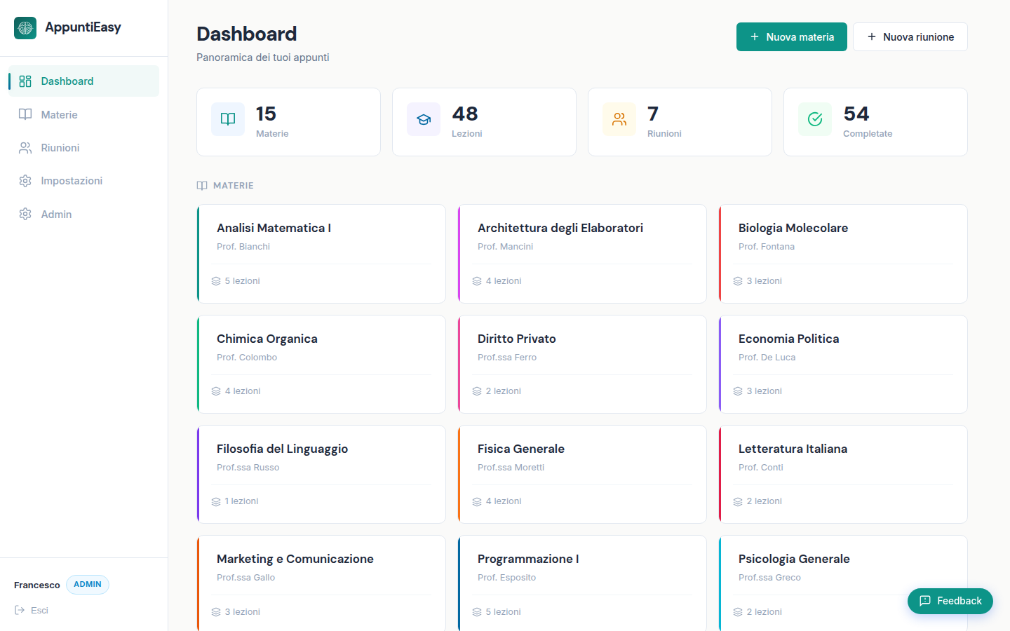 AppuntiEasy Dashboard